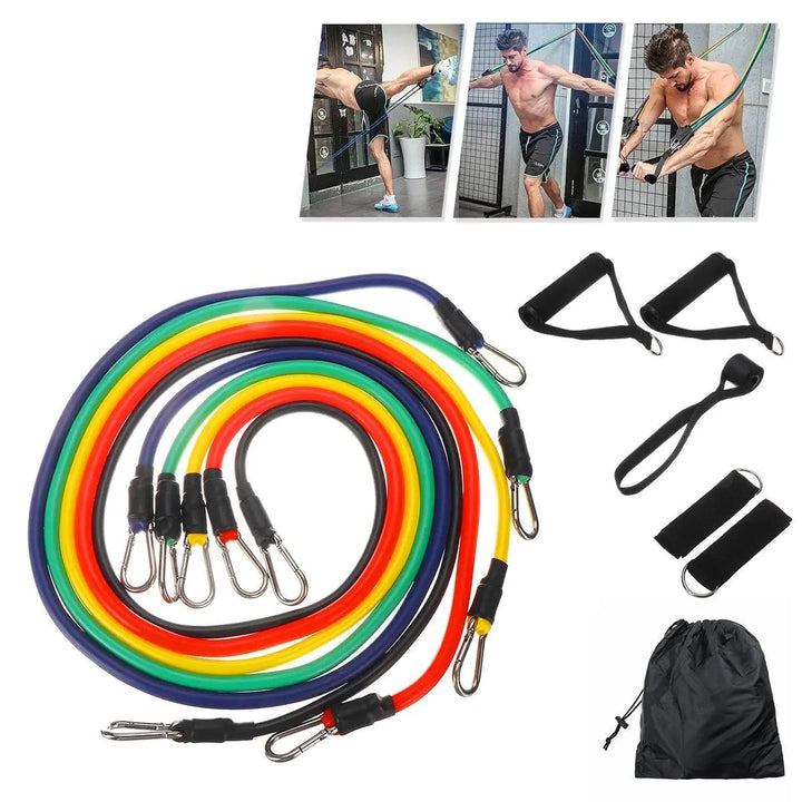 Well Dudes11PCS Resistance Bands SetThe 11PCS Resistance Bands Set is the perfect fitness accessory for anyone looking to build muscle and strength, and tone their body.This set includes five color-codWell Dudes11PCS Resistance Bands Set