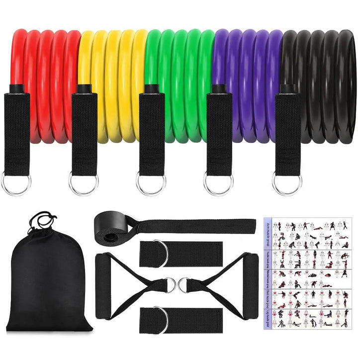 Well Dudes11PCS Resistance Bands SetThe 11PCS Resistance Bands Set is the perfect fitness accessory for anyone looking to build muscle and strength, and tone their body.This set includes five color-codWell Dudes11PCS Resistance Bands Set