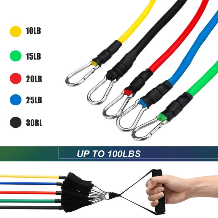 Well Dudes11PCS Resistance Bands SetThe 11PCS Resistance Bands Set is the perfect fitness accessory for anyone looking to build muscle and strength, and tone their body.This set includes five color-codWell Dudes11PCS Resistance Bands Set