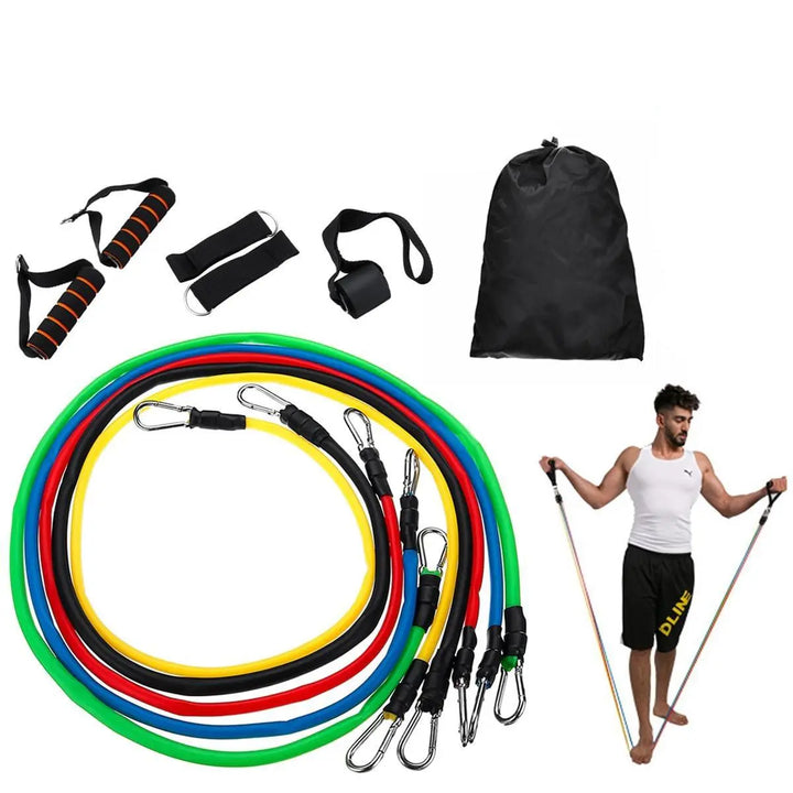 Well Dudes11PCS Resistance Bands SetThe 11PCS Resistance Bands Set is the perfect fitness accessory for anyone looking to build muscle and strength, and tone their body.This set includes five color-codWell Dudes11PCS Resistance Bands Set